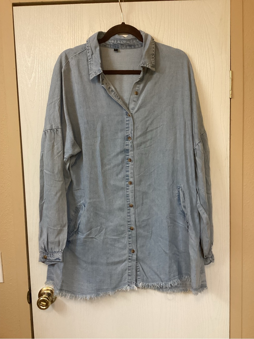 Light Blue Denim Button-Front Dress